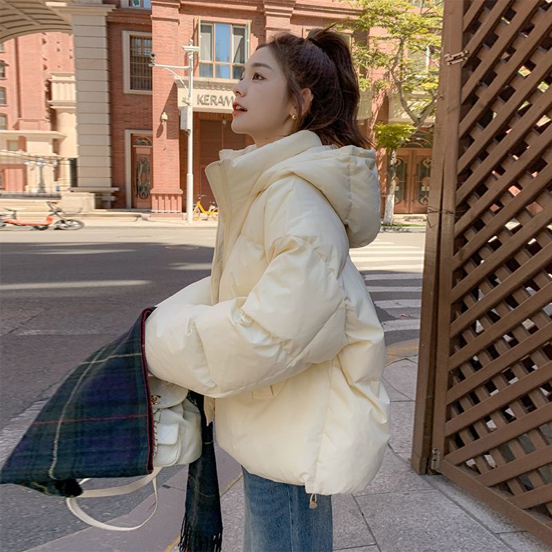 棉衣女短款2023新款韩版秋冬羽绒棉服大码短款连帽面包服外套棉袄