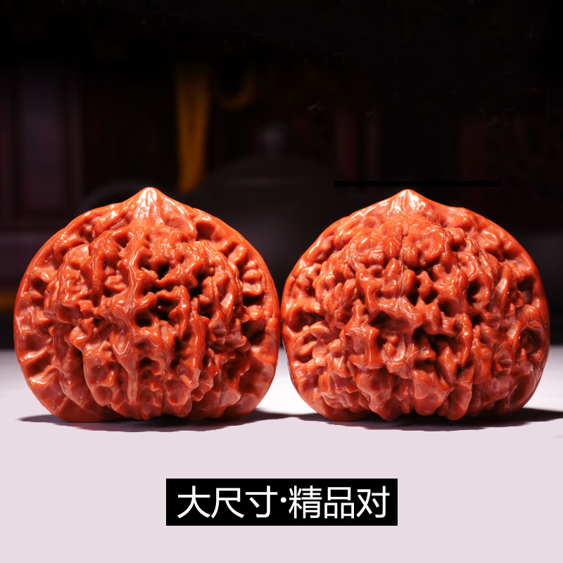 文玩核桃狮子头把玩麒麟纹大官帽手玩闷尖磨盘白狮子头平谷元宝