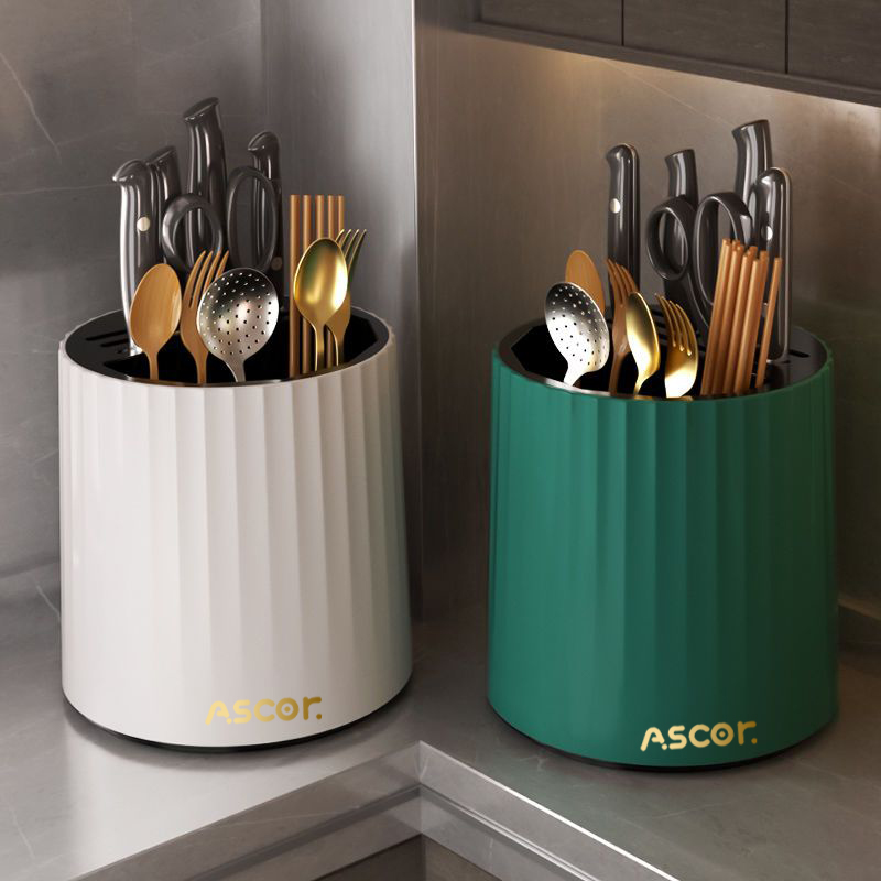 厨房置物架旋转刀架家用多功能刀具沥水子防霉收纳神器刀具置物架