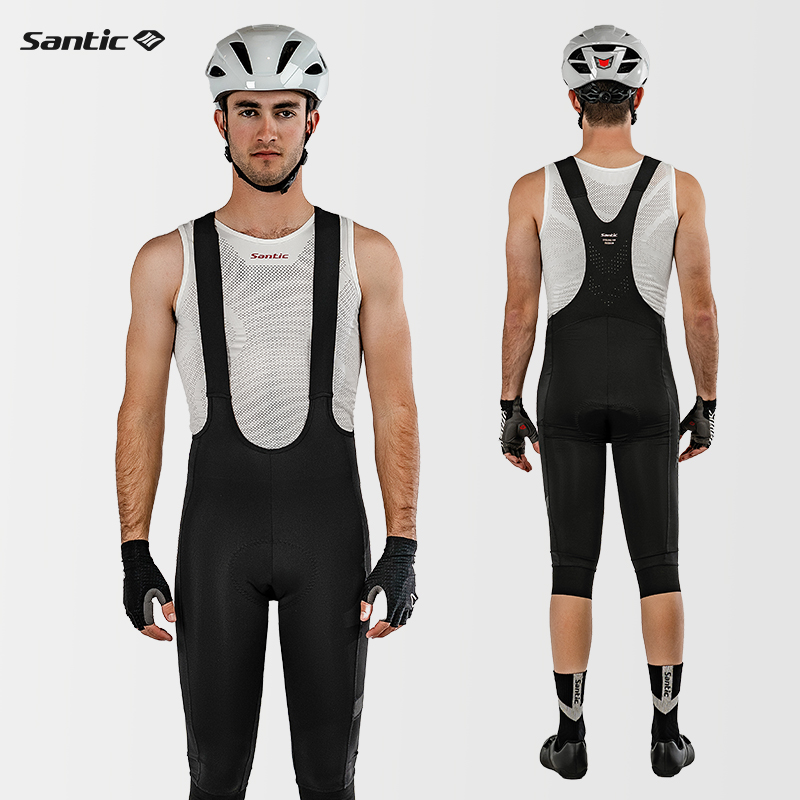 Santic森地客 七分背带骑行裤男 意大利坐垫自行车储物单车裤旦维