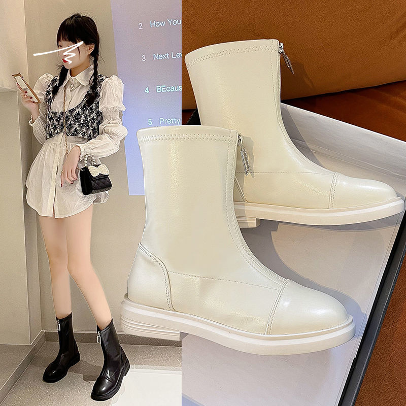 达芙妮正品瘦瘦马丁靴女潮ins英伦风短筒靴2023年春秋新款中筒显