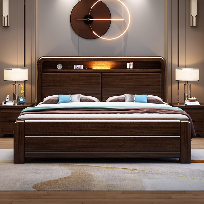 紫金檀木实木床1.5米家用现代简约婚床主卧大床双人木床储物床