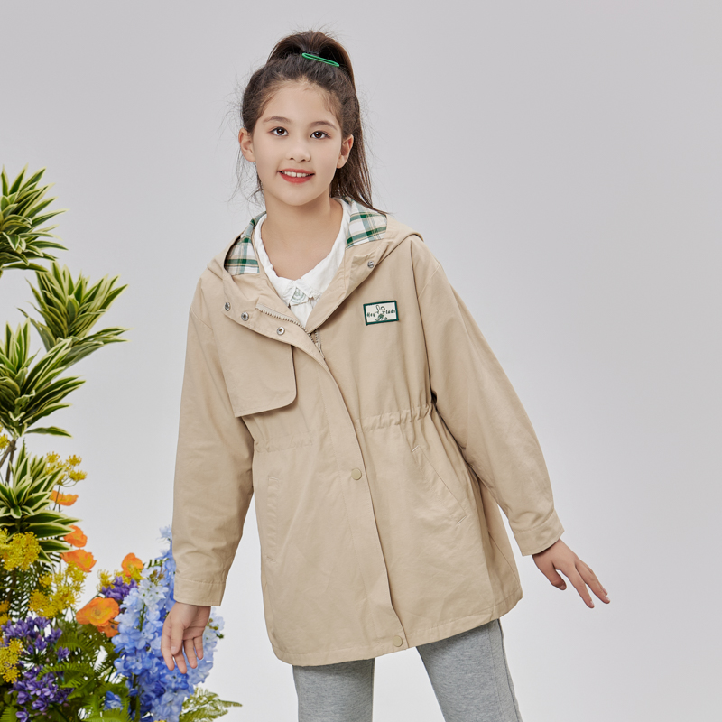 13523女童春秋季时尚洋气宽松中大童宽松收腰梭织外套NCJBJ13523A