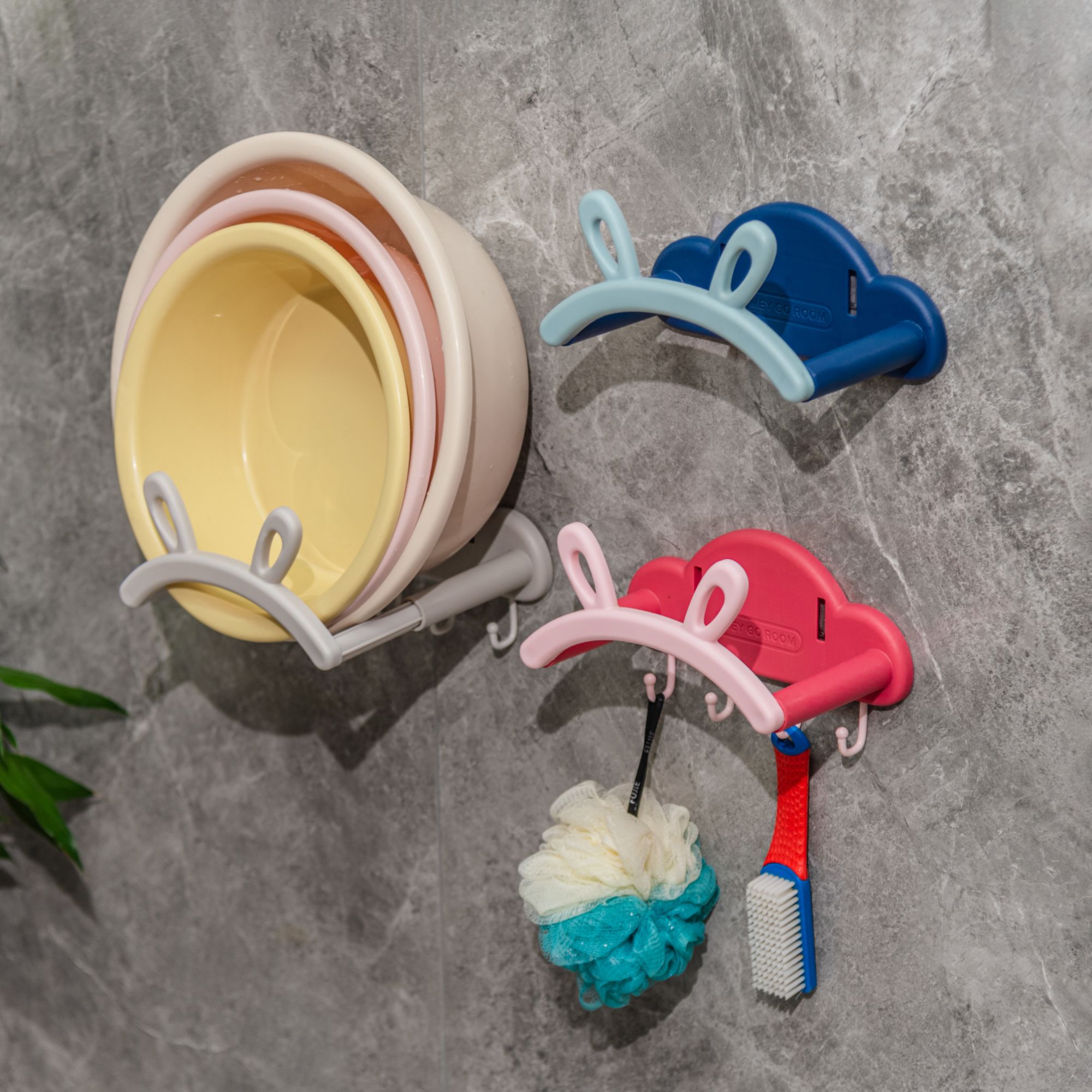 【品牌专利正品】兔耳脸盆架置物架伸缩免打孔浴室壁挂强力无痕收纳