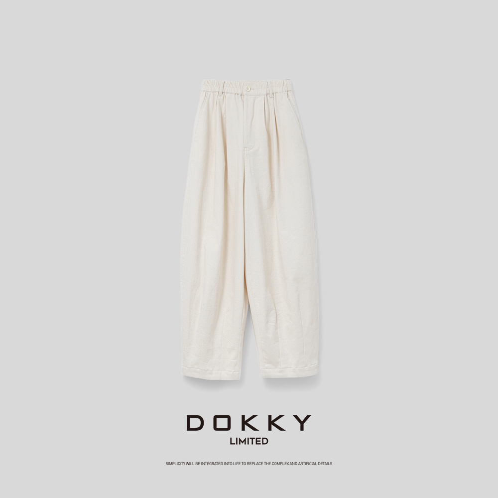 【气球裤】DOKKY竹节轻麻感 通勤显高九分休闲裤L2351601热力感
