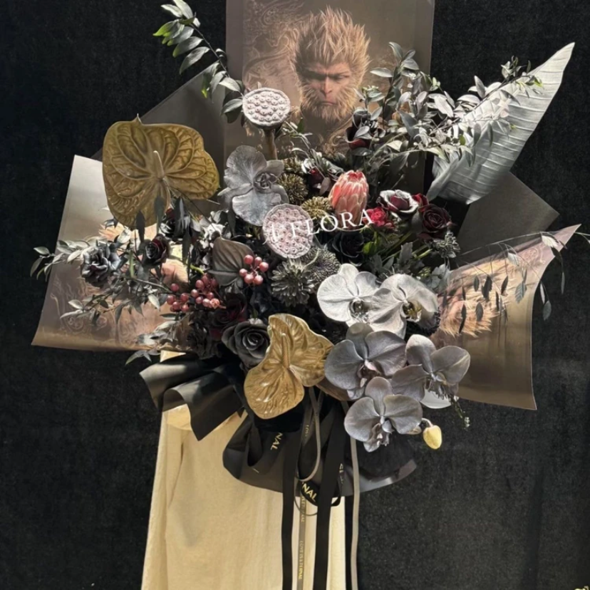 【抖花】爆款暗黑悟空油画风包装纸包花鲜花手工花艺鲜花包装材料