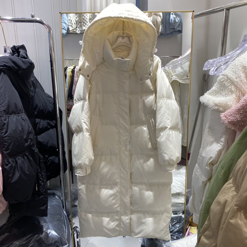 波司澄羽绒服女冬季新款韩系长款过膝高级感炸街加厚连帽白鸭绒外
