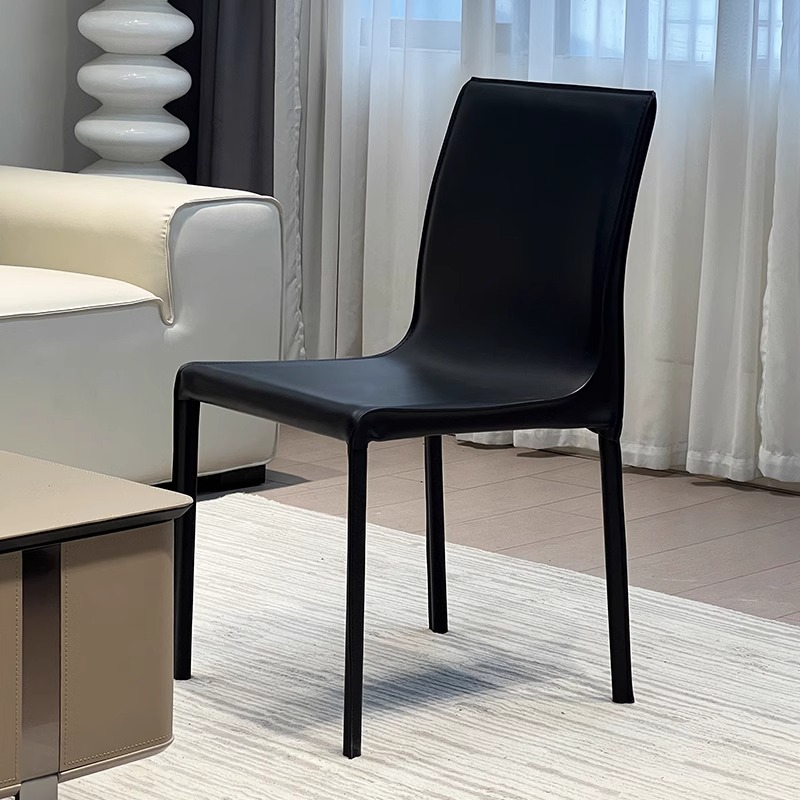 极简法式家用靠背椅子酒店餐厅餐桌椅凳子马鞍皮餐椅餐椅家用餐椅