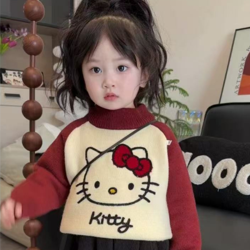 儿童加厚毛衣2024冬季新款韩版女童针织衫卡通上衣女宝保暖洋气
