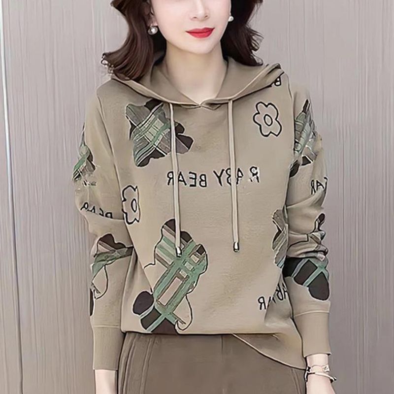 欧货时尚减龄连帽毛衣女装2023新款春秋冬慵懒宽松显瘦针织打底衫