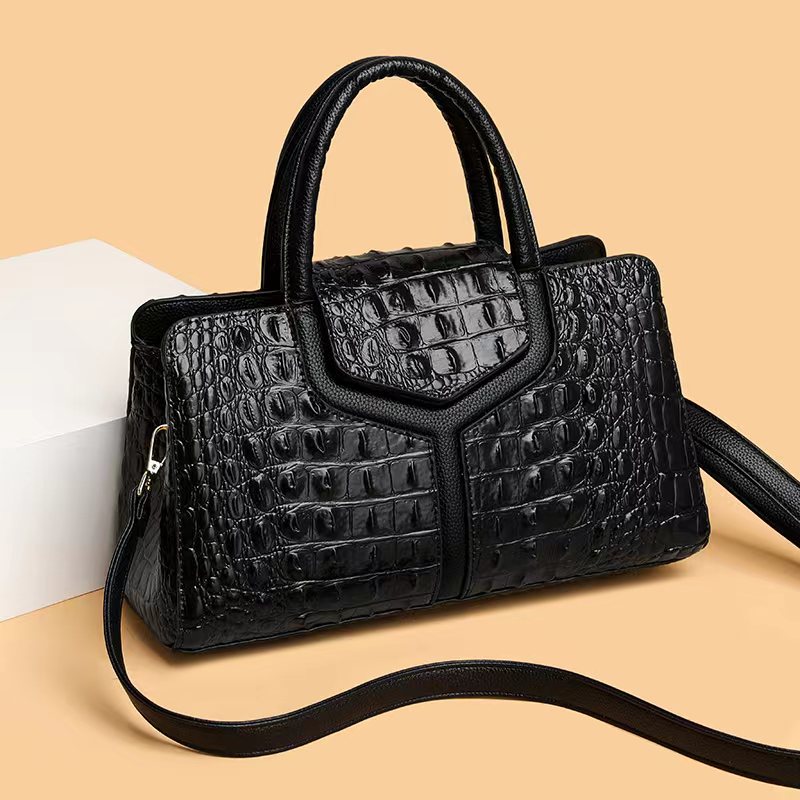 【宠粉福利】鳄鱼纹大气大容量手提包时尚百搭单肩包