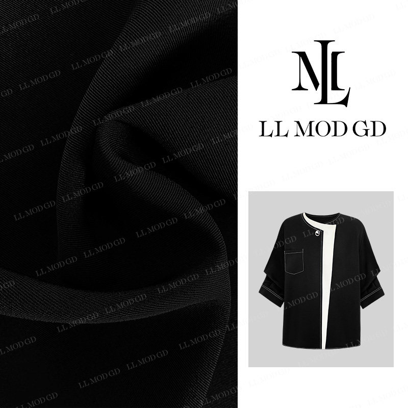 LL·MOD·GD夏新款韩版简约通勤明线设计感拼接撞色T恤 YL-252040