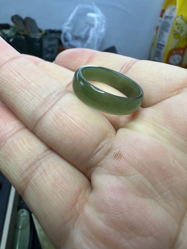 和田玉青海料戒圈
