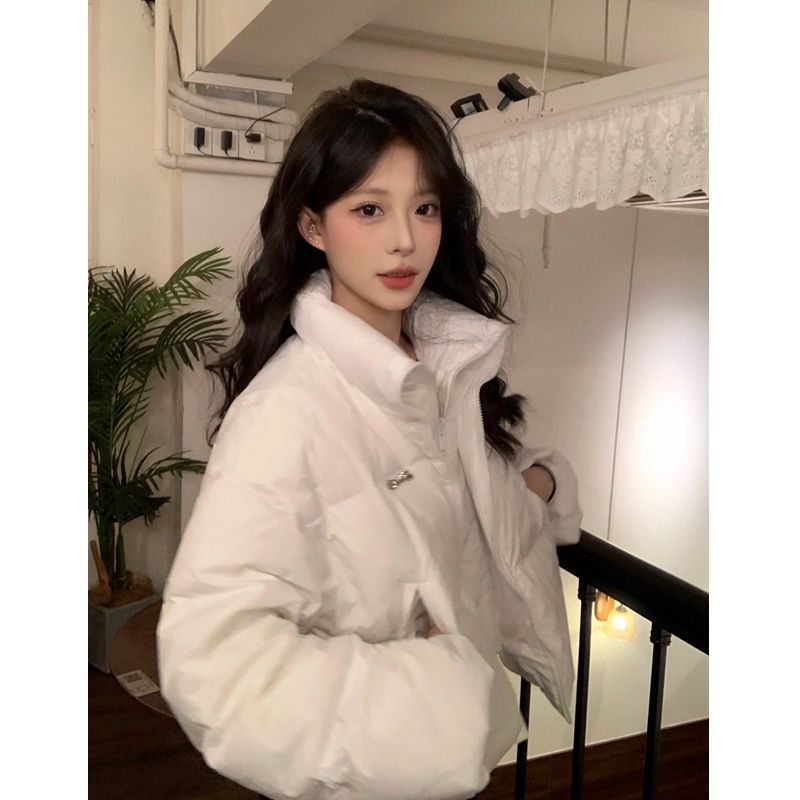双拉链棉服外套女2023冬季新款韩版ins短款设计感保暖加厚棉衣潮
