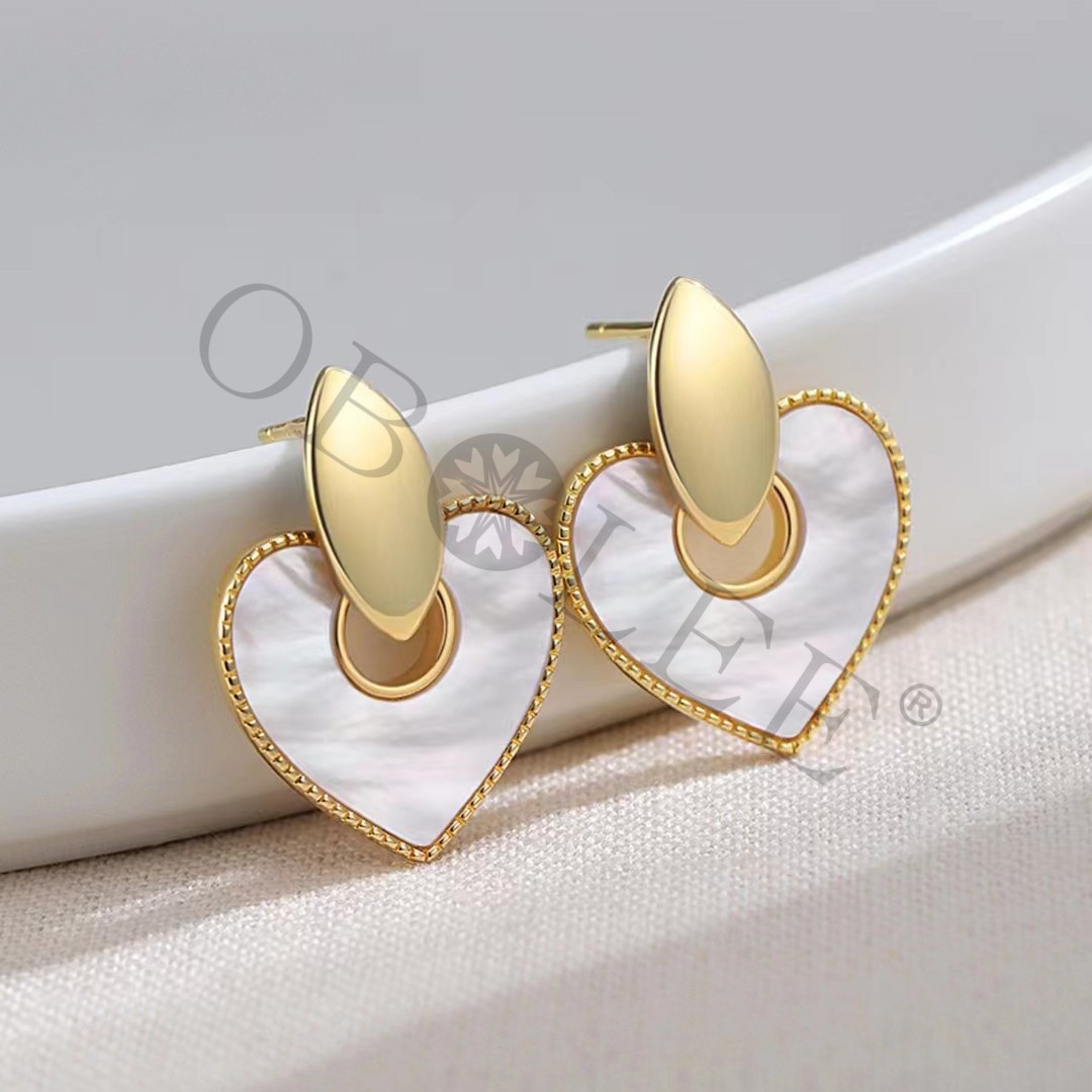 925银耳饰 贝壳镶嵌高级感耳饰轻奢百搭复古法式简约ins网红素款