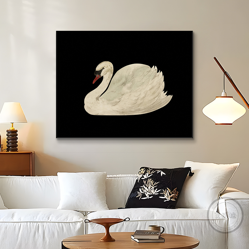 《天鹅》高级感北欧复古客厅电表箱装饰画简约法式玄关中古风挂画