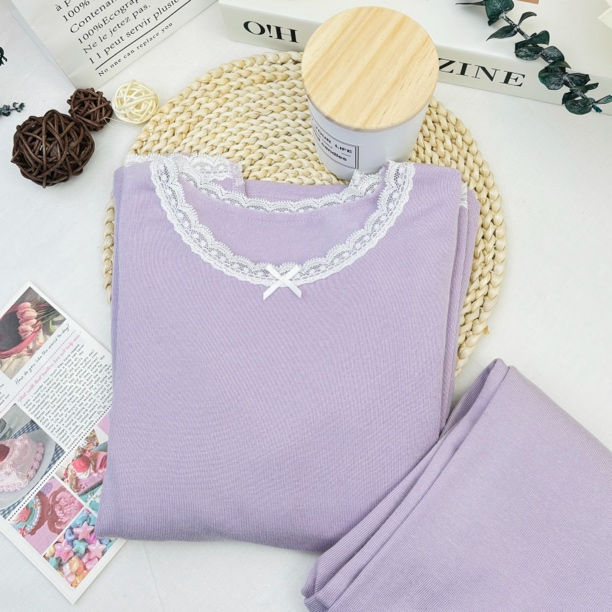 【晚安吻】蕾丝边秋冬保暖女童秋衣裤儿童秋衣-秋衣裤长袖