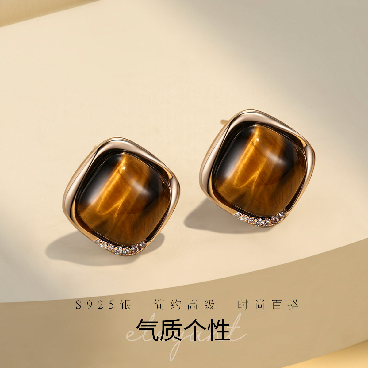 925银耳饰 不规则几何形重工小众设计耳环耳饰