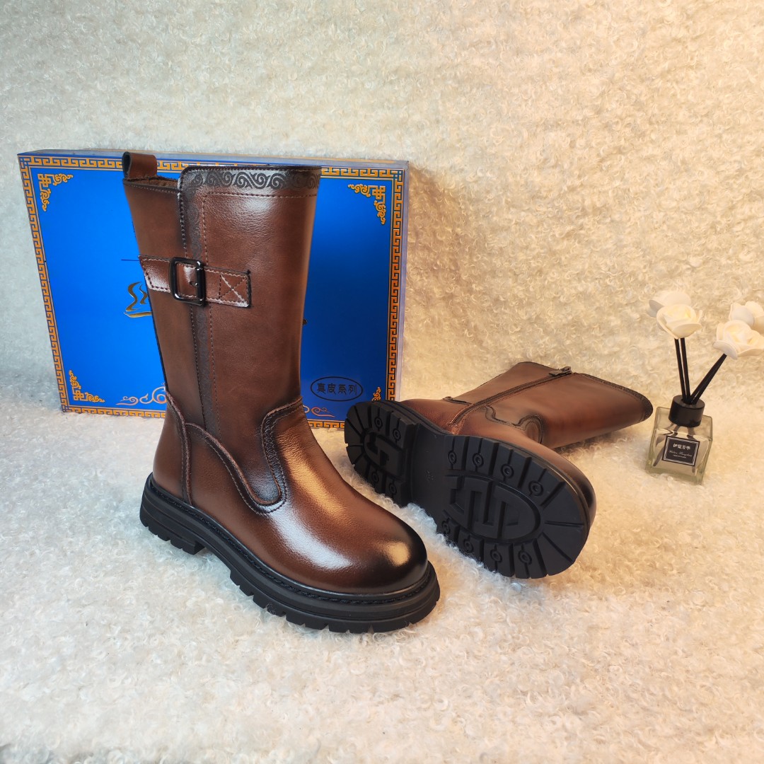 224藏式男童靴牛皮靴子搭配藏装藏族跳舞鞋青海西藏甘孜包邮