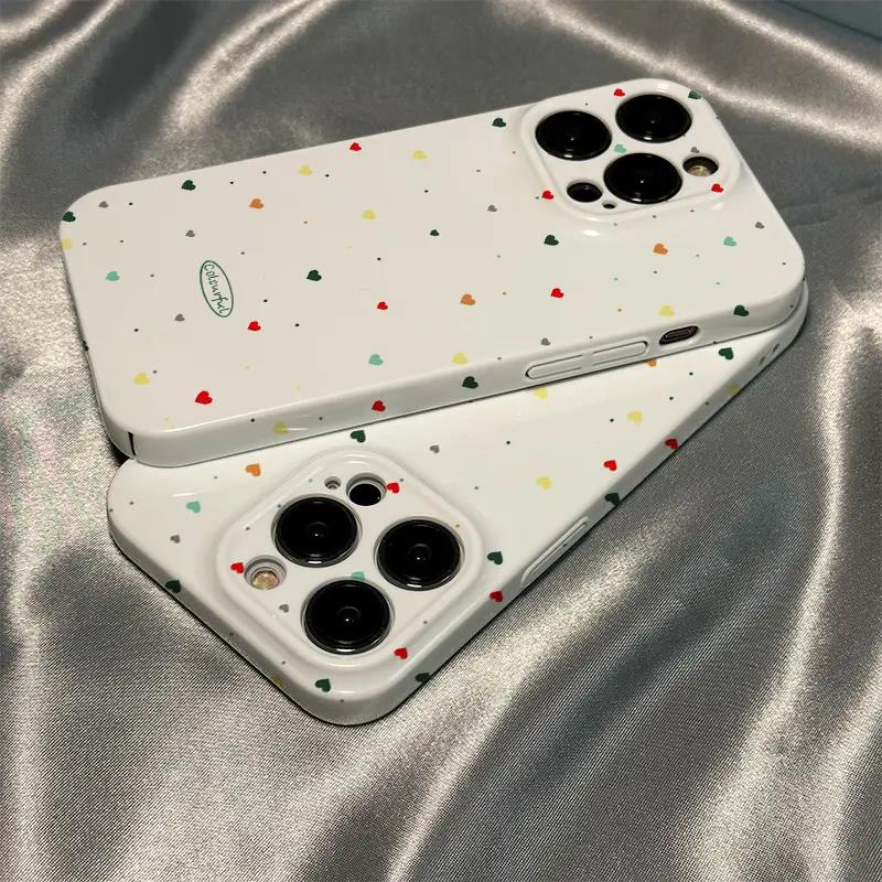 适用华为荣耀oppo小米vivo苹果14墨点小爱心手机壳创意高级菲林壳