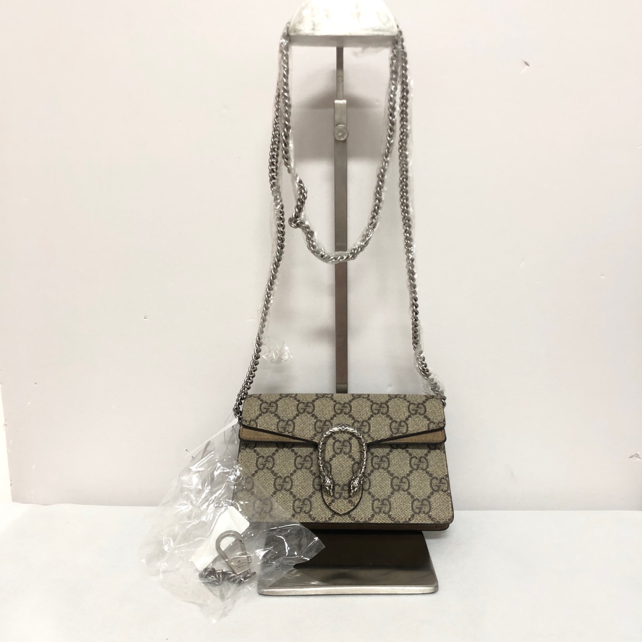 95新 GUCCI/古驰 古驰老花酒神mini链条包/单肩斜跨包/jm8124765