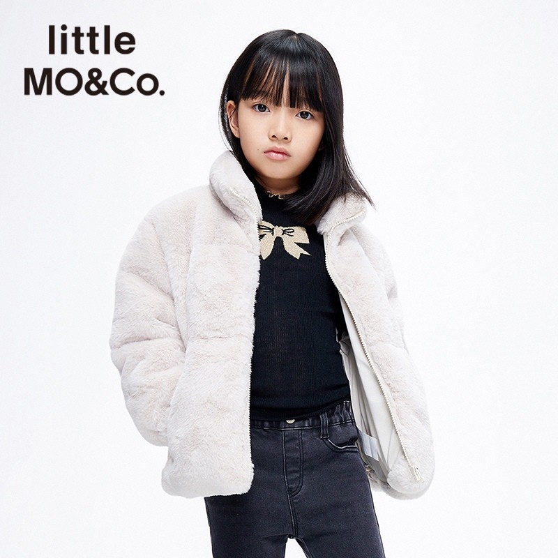 little moco童装21冬装新款女童仿羊羔毛绒羽绒服外套#KBA4EIN046