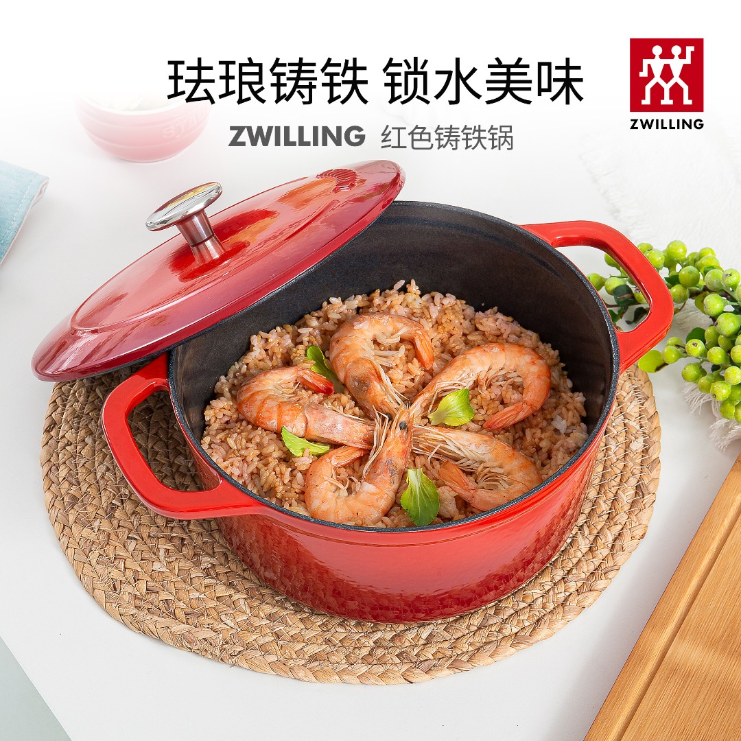 双立人珐琅锅铸铁锅炖锅蒸锅煲汤锅双耳加厚高颜值家用烹饪锅具 C