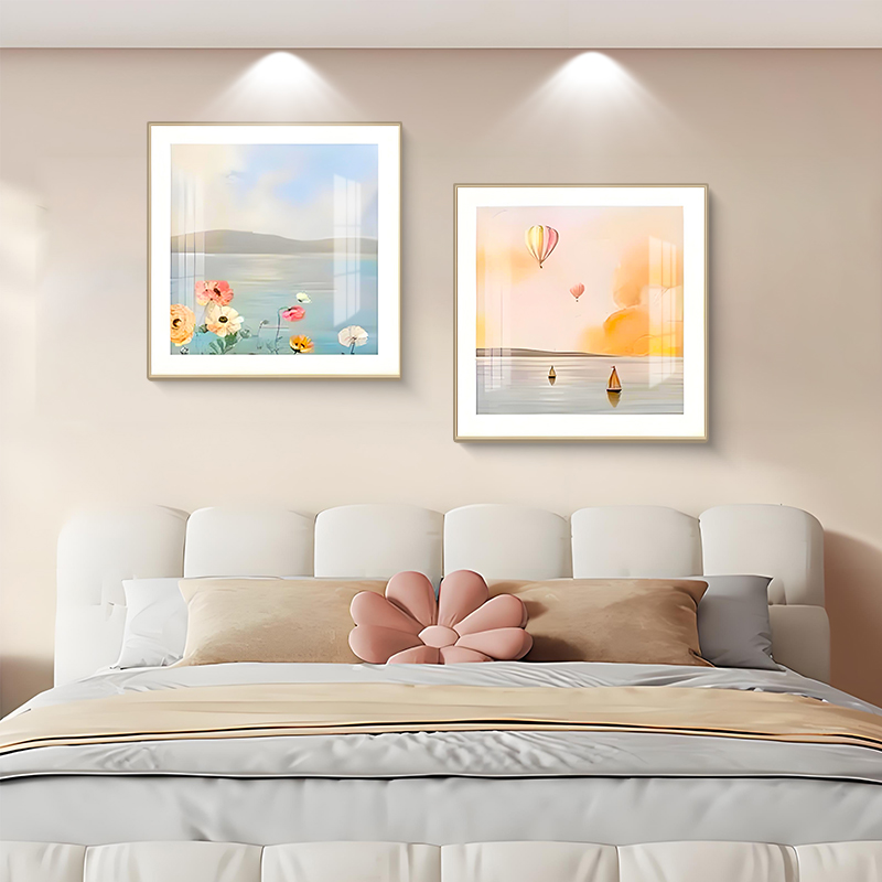 儿童床头画铝合金方形线条卧室画男孩房女孩房北欧风挂画客厅