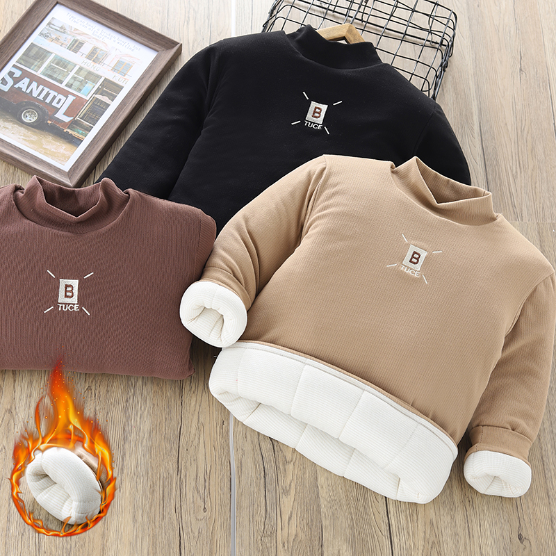 男童棉袄三层蚕丝棉加厚冬季打底套头棉衣中大童校服神器