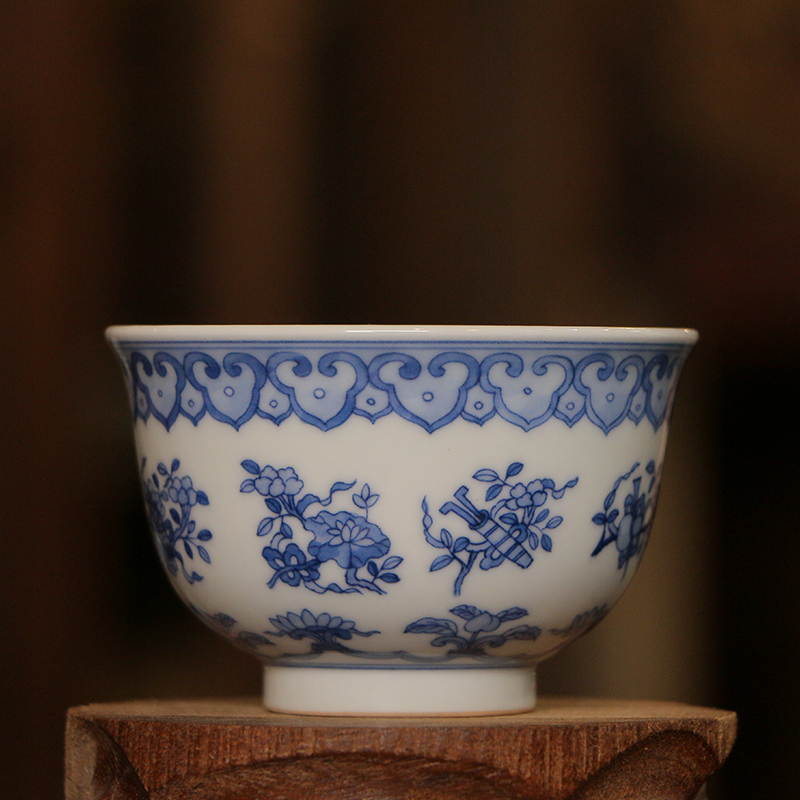 鼎宗妙也景德镇纯手工手绘陶瓷 八宝杯