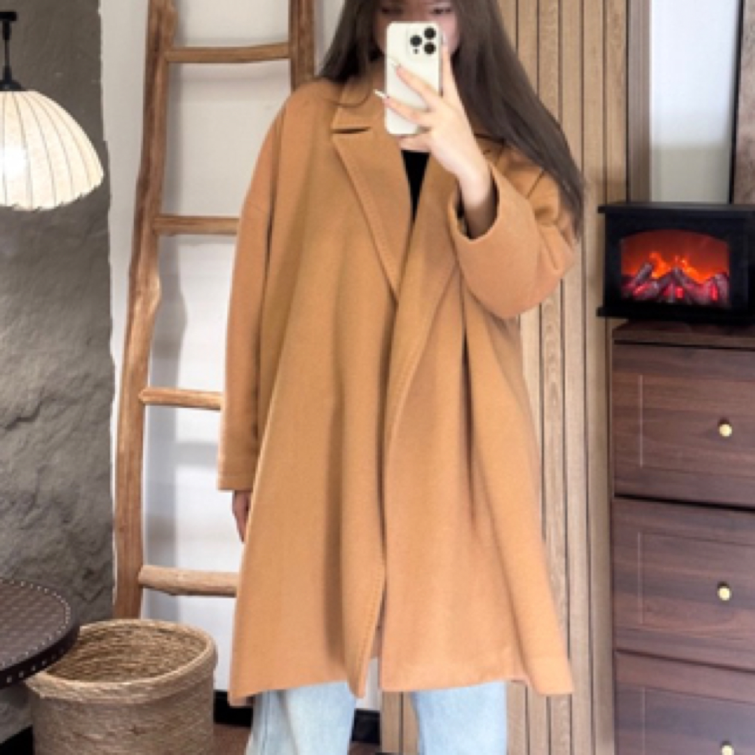99新 MaxMara Maxmara/驼色翻领羊绒大衣 40码 99新 GM001973