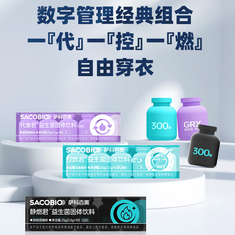 【数字管理系列】萨科百奥 活性益生菌 代谢君+控燃君+静燃君