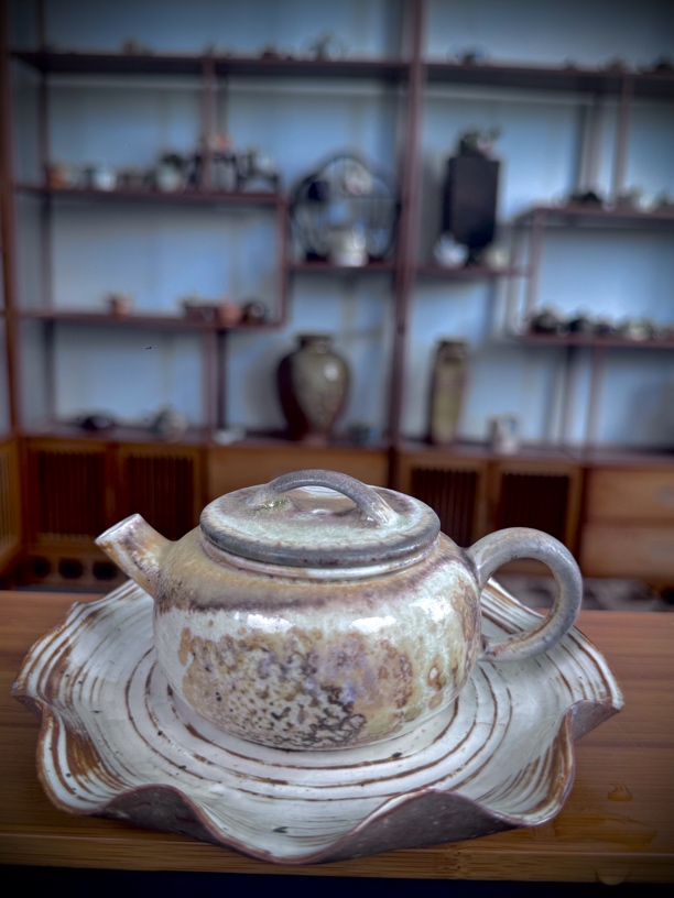 乘风茶器纯柴裸烧150cc中白泥汉瓦壶陶瓷纯手工全手工柴烧壶精美