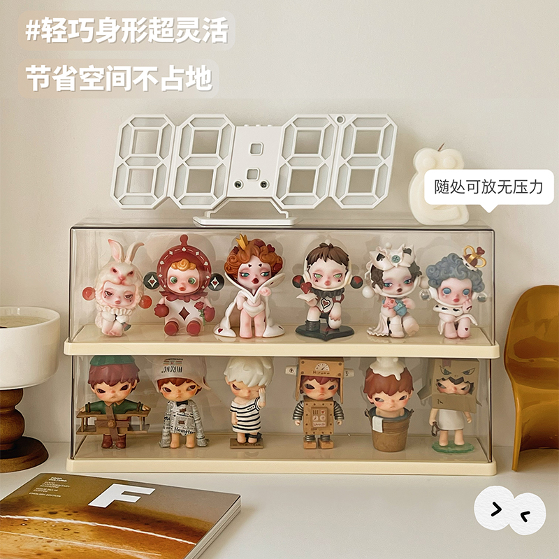 泡玛特小野盲盒展示架收纳摆件收纳盒手办展示柜透明亚克力展示盒