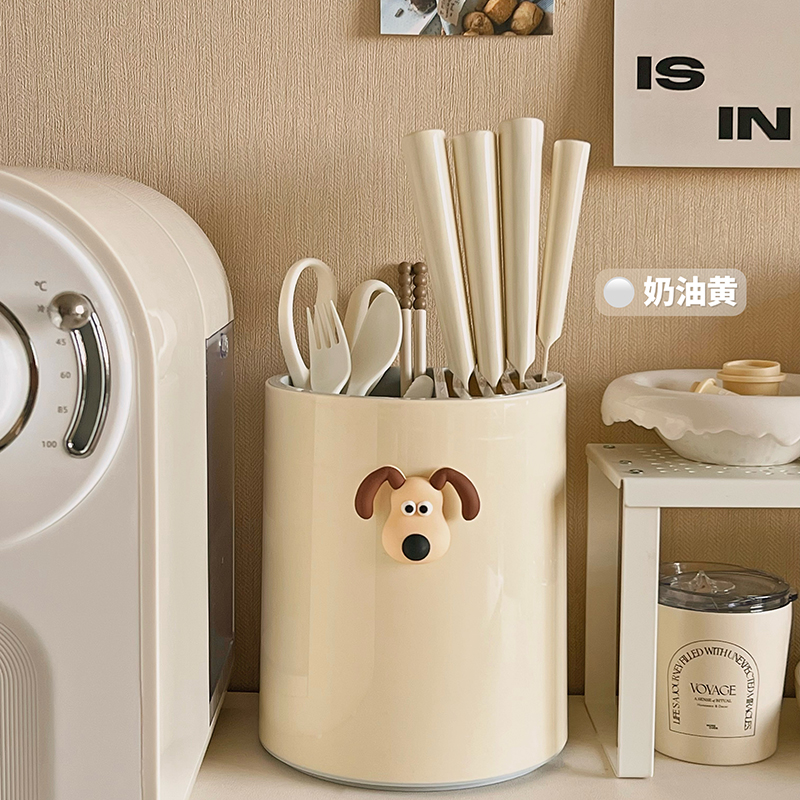 旋转刀架置物架多功能筷子筒厨房台面菜刀架筷笼一体收纳盒神器