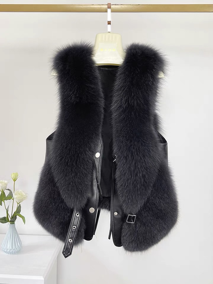 2023新款狐狸马甲修身显瘦百搭后皮条