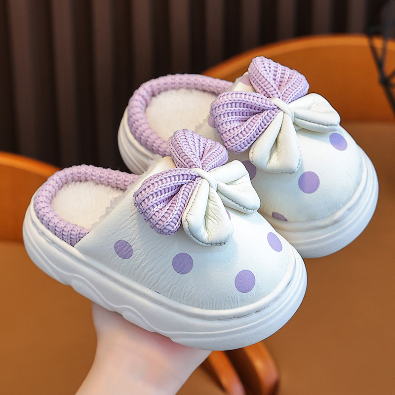 儿童棉拖鞋女童软底防滑公主外穿加厚秋冬季保暖毛绒女孩防水毛拖