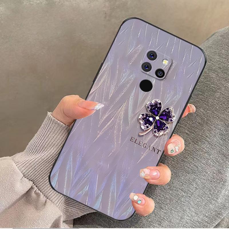 华为mate20手机壳HUAWEIMATE20硅胶紫缎四叶草女款防摔软壳简约创