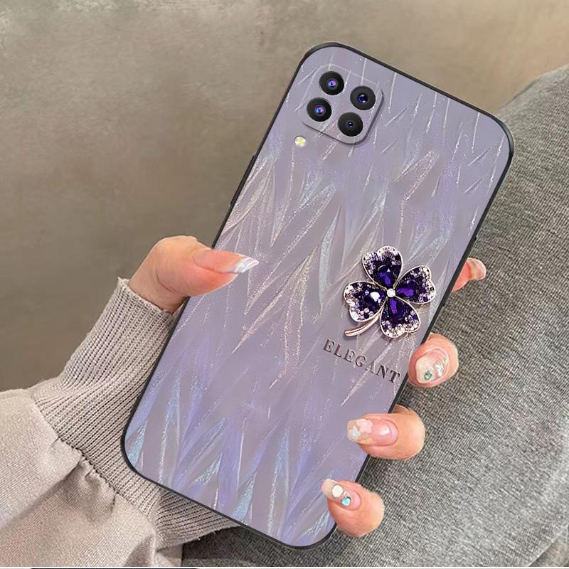 华为nova6se手机壳HUAWEINOVA6SE硅胶紫缎四叶草女款防摔软壳简约