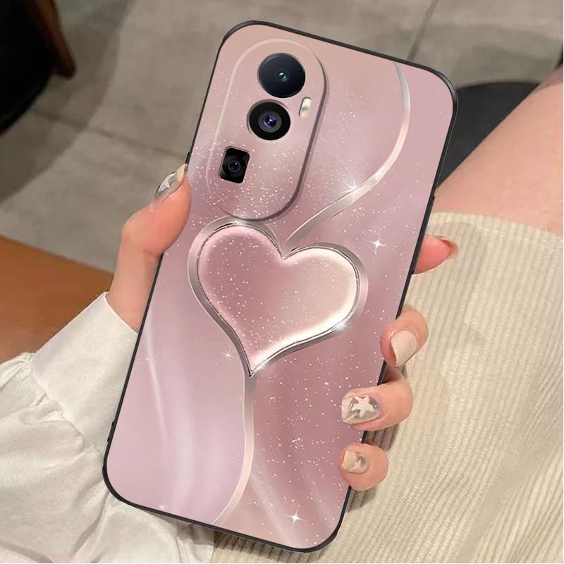 opporeno10手机壳OPPORENO10硅胶玫瑰渐变爱心女款防摔软壳简约创