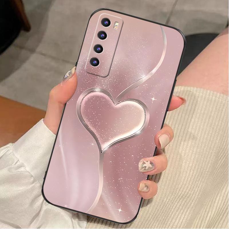 华为nova7手机壳HUAWEINOVA7硅胶玫瑰渐变爱心女款防摔软壳简约创