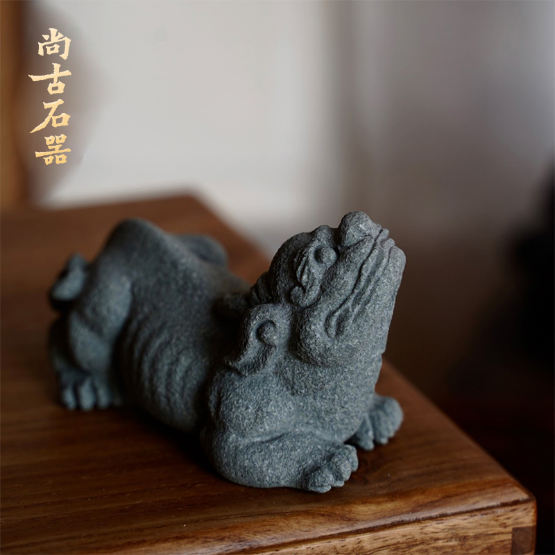 福利青石小摆件貔貅茶宠手把件 茶桌小茶宠茶玩 古玩家居茶道摆件