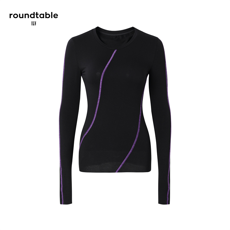 线迹弹力修身长袖上衣TFW3406261