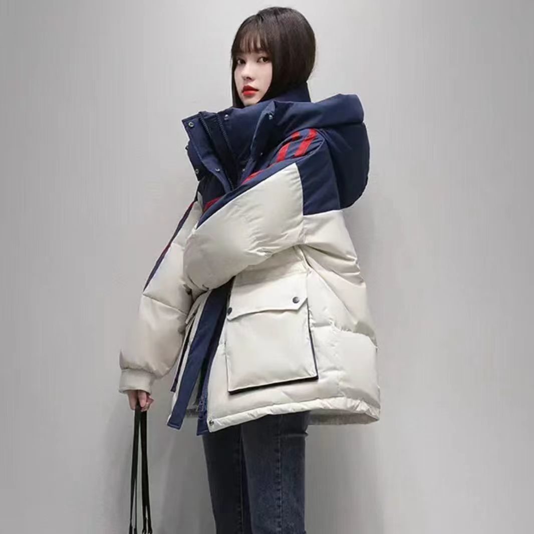 波司澄羽绒棉服女2023年冬季抖音网红新款撞色韩版宽松保暖学生款