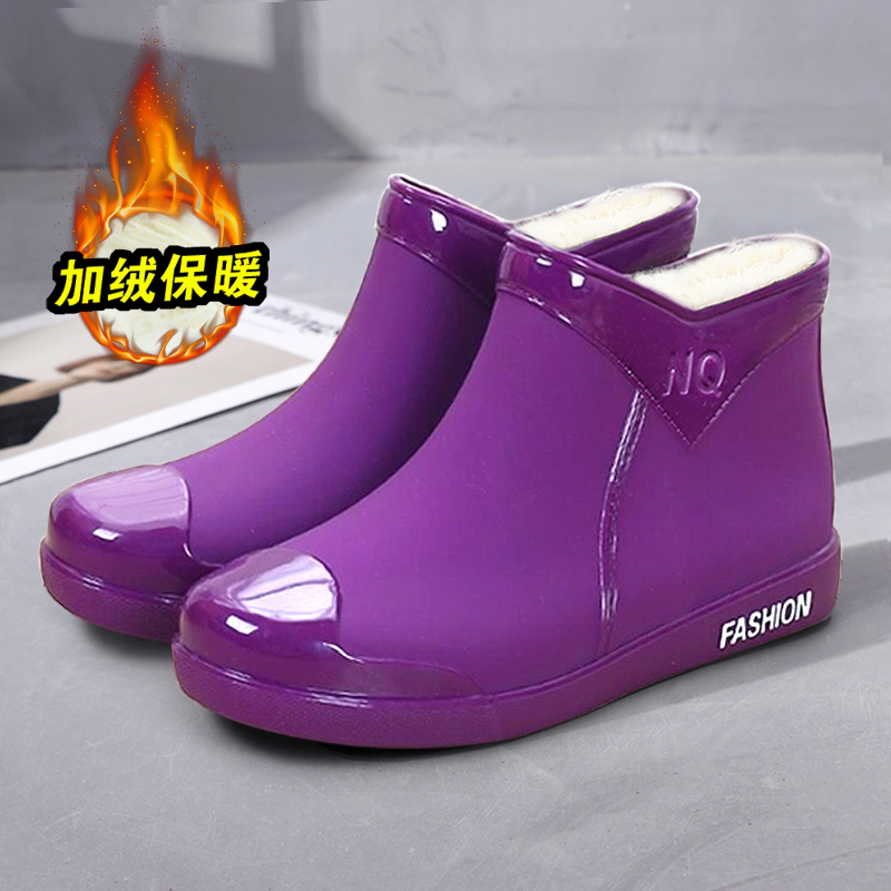 卓诗尼沿荐雨鞋女短筒干活雨靴时尚款外穿胶鞋夏加绒保暖防水防滑