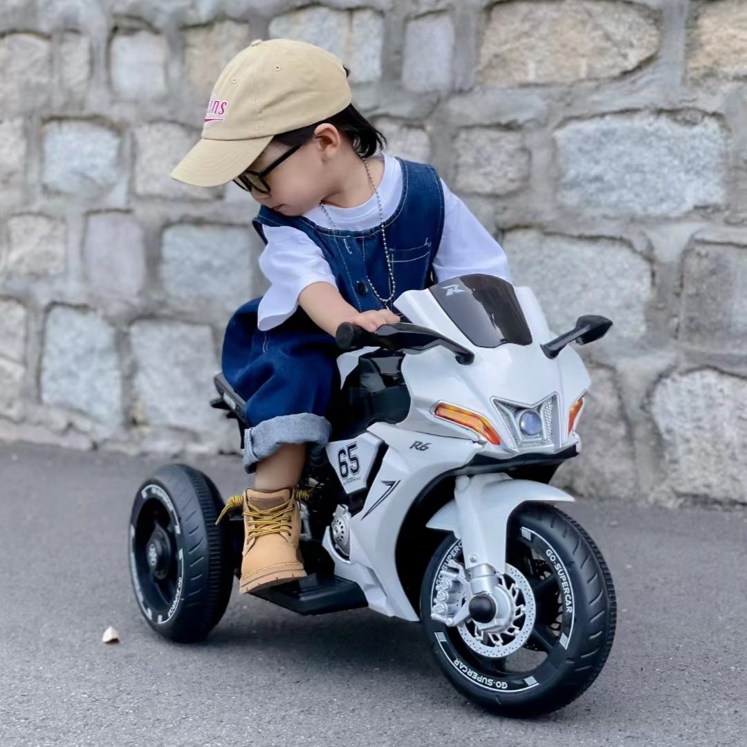 儿童电动摩托车宝宝电瓶车男女孩可坐人充电遥控玩具车音乐电子