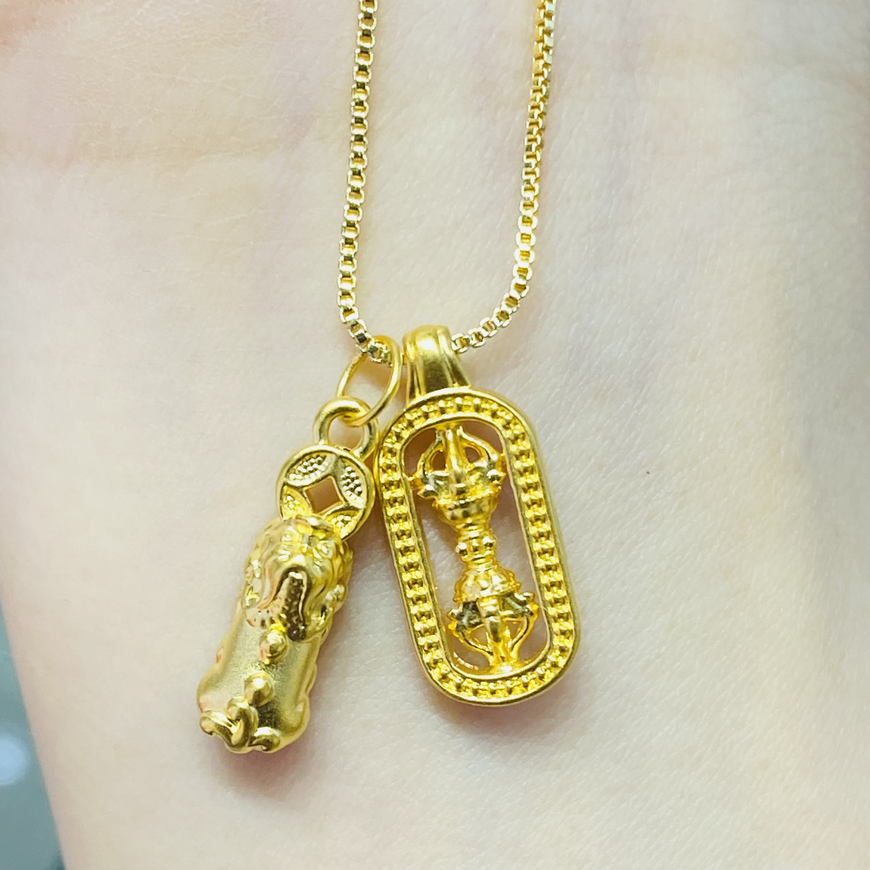 【小琪金选】 足金999 金刚杵貔貅配件（赠合金链）