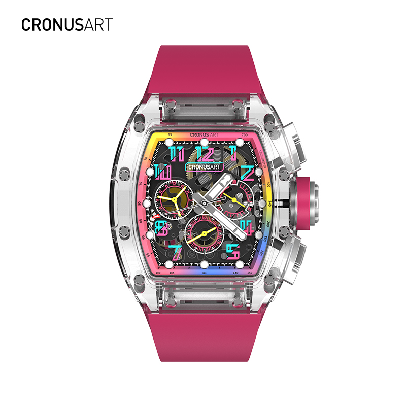 Cronus Art/Cronus Art时尚轻奢手表百搭潮流酒桶形机械腕表玫红