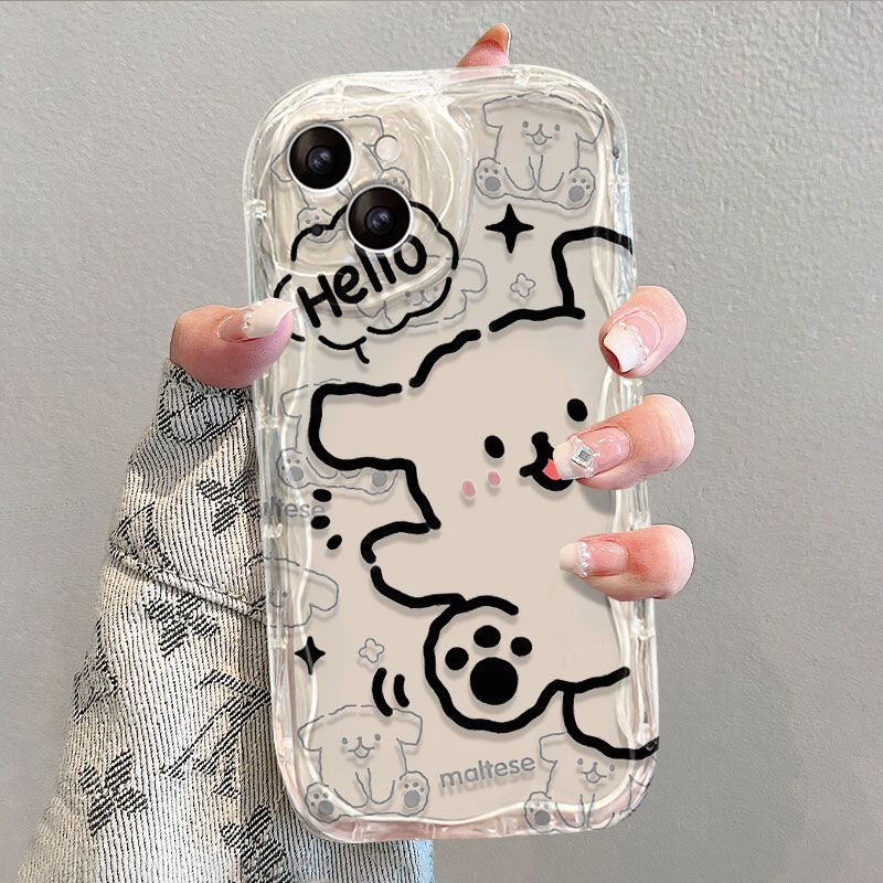 线条狗狗苹果15promax手机壳iPhone14新7/8plus水滴壳13/12/11/xr