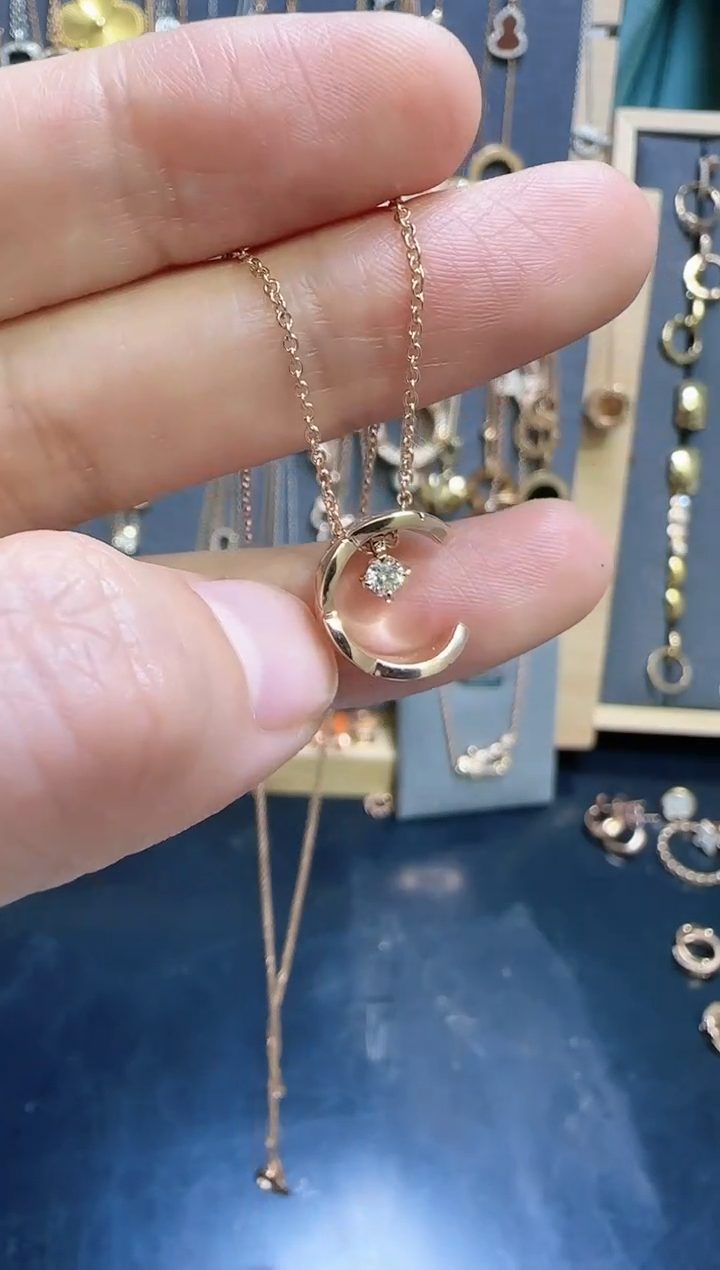 【闪购商品】钻石项链18K金镶嵌套链